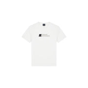 Armani Exchange men white cotton t shirt with subtle silver logo on the chest for casual wear