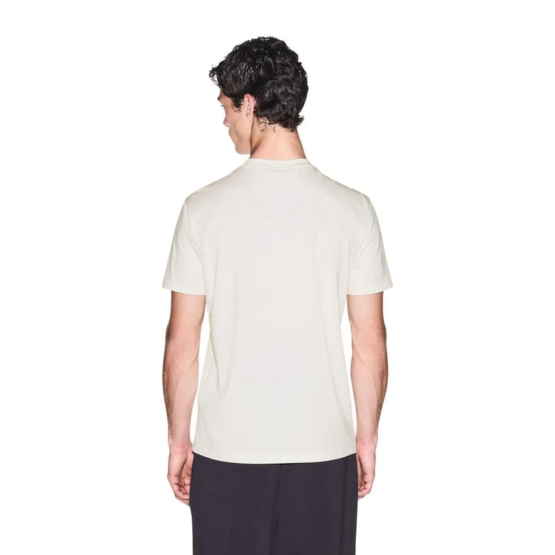 Armani Exchange men white cotton t shirt minimalist off-white short sleeved crew neck design