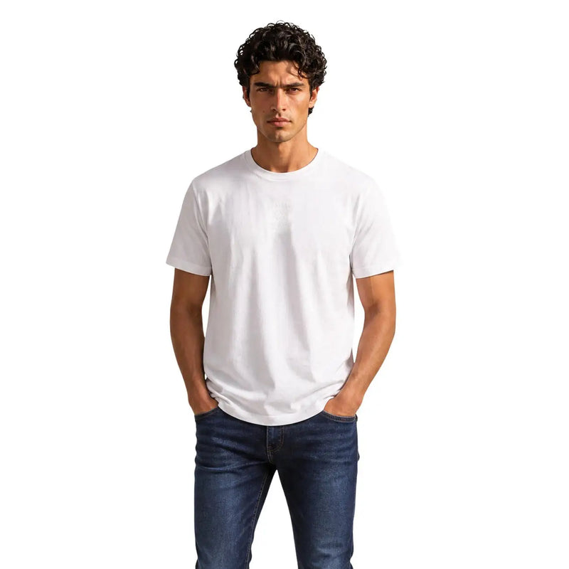 Armani Exchange men white cotton crew-neck t shirt showcasing a classic casual style in breathable fabric