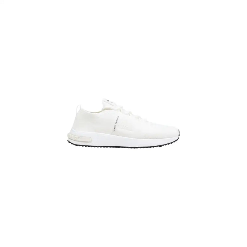 Armani Exchange men white sporty knit polyester sneaker with a sleek minimalist design and subtle side branding