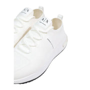 Armani Exchange men white sporty polyester sneakers with sleek breathable mesh upper and subtle black branding details