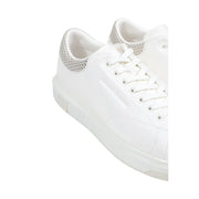 Armani Exchange men white sporty polyester sneaker showing back side with textured pattern on heel and midsole