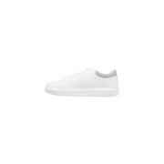 Armani Exchange men white sporty polyester sneaker with sleek minimalist design and subtle gray mesh heel detailing back view