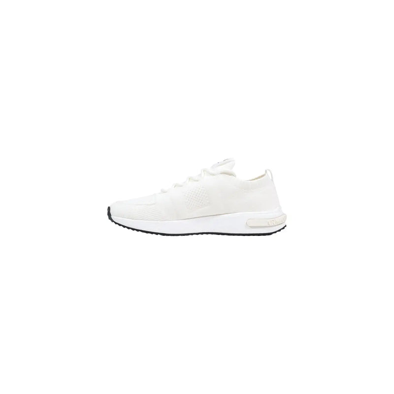 Armani Exchange men white sporty polyester sneaker with sleek knit design and subtle side branding