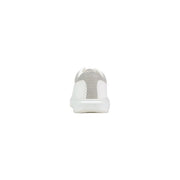 Armani Exchange men white sporty polyester sneaker showing back side with textured pattern on heel and midsole