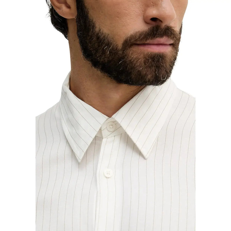 Armani Exchange Men White Viscose Long Sleeve Shirt