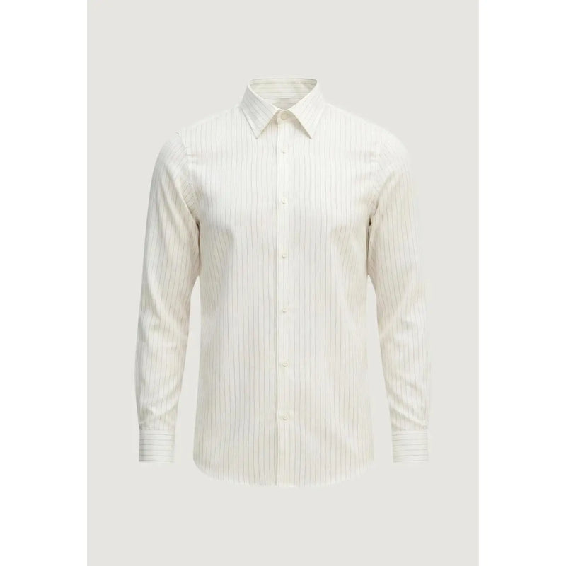 Armani Exchange men shirt with crisp white fabric and subtle vertical pinstripes ideal for formal wear