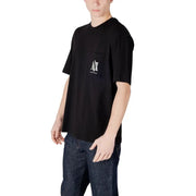 Armani Exchange men’s black cotton t-shirt with a white logo on the chest pocket