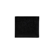 Armani exchange mens black wallet with textured woven pattern for fall winter collection front side view
