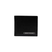 Armani Exchange mens black printed wallet with textured surface and silver logo plaque for fall winter use