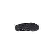 Black rubber sole with grid-like tread pattern of armani exchange men’s black running sneakers for fall