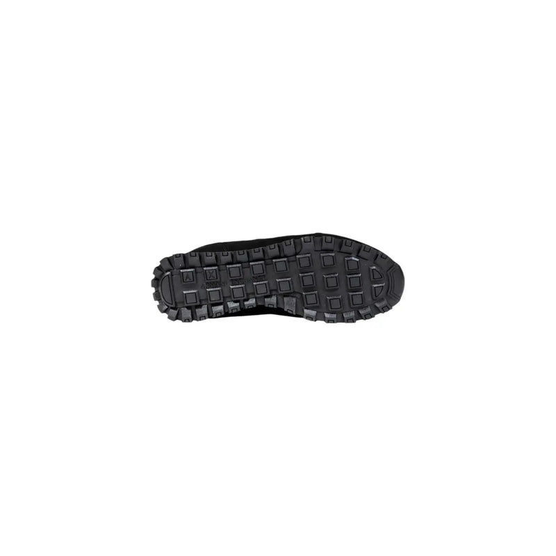 Black rubber sole with grid-like tread pattern of armani exchange men’s black running sneakers for fall