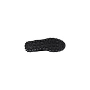 Black rubber sole with rugged textured tread pattern of armani exchange men’s black running sneakers