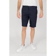 Armani Exchange Short chino bleu marine pour homme, coupe classique, fermeture boutonnée, en mélange de coton