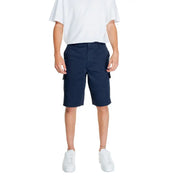 Armani Exchange men’s navy blue cargo shorts with side pockets and button closure in durable fabric