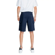 Armani Exchange men’s navy blue cargo shorts with large side pockets and clean tailored fit for casual wear