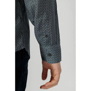 Armani Exchange men’s classic grey long sleeve shirt with a subtle white and black geometric pattern