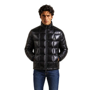 Armani Exchange Doudoune noire pour homme, finition brillante et col montant, vue de face