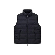Armani Exchange Doudoune noire pour homme, matelassée, à col montant et fermeture éclair sur le devant (vue de face).