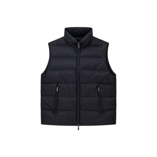 Armani Exchange puffer jacket for men in black with quilted design high collar and front zipper, front view