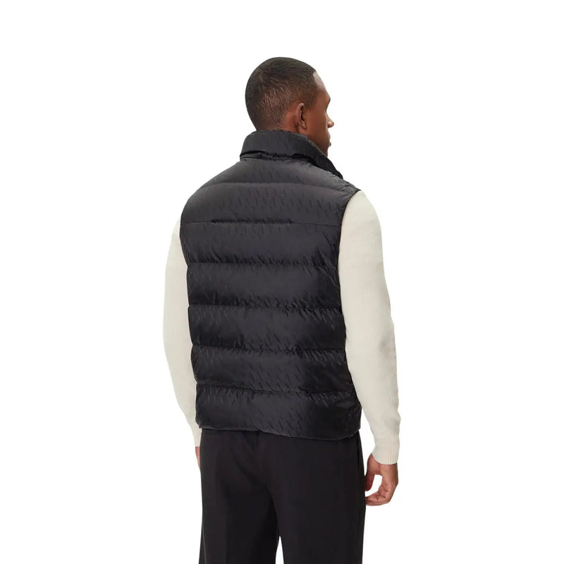 Armani Exchange Doudoune noire pour homme avec surpiqûres horizontales matelassées et col montant, vue de face