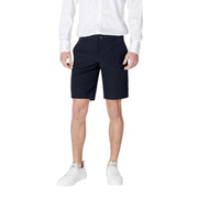 Armani Exchange shorts for men in navy blue with classic fit and subtle stitching details front view