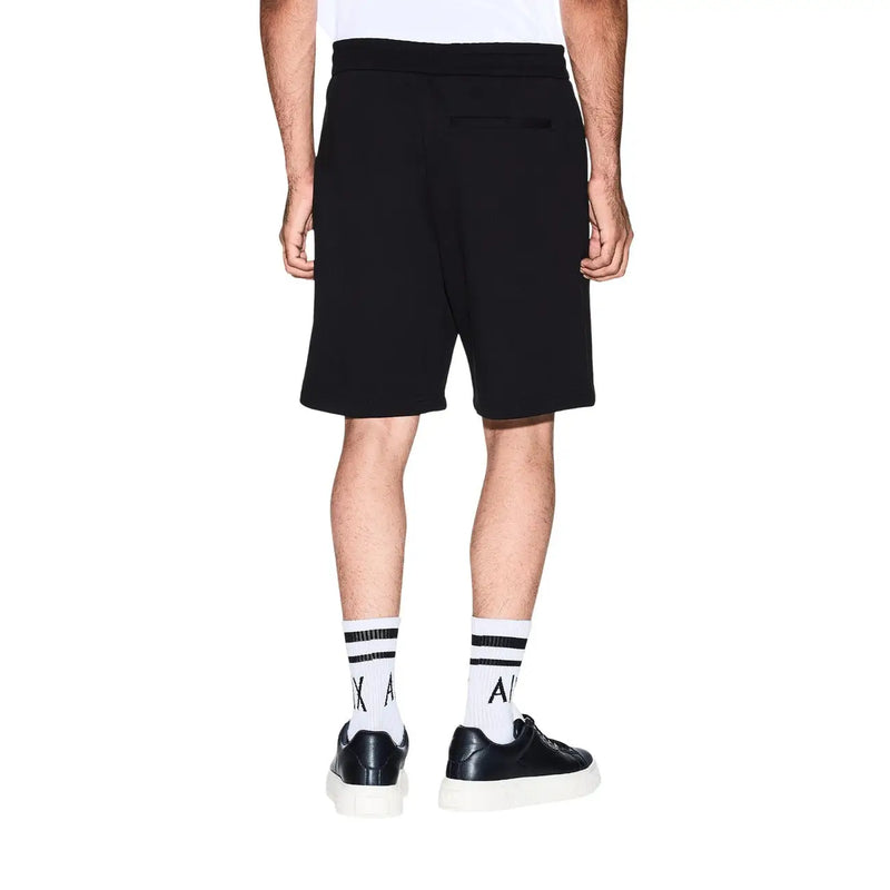 Armani Exchange shorts for men in black with relaxed fit and subtle side pockets, front view