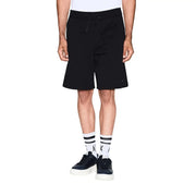 Armani Exchange shorts for men in black with drawstring waistband and subtle logo on lower right leg, front view