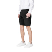 Armani Exchange shorts for men in black tailored chino fabric with modern cut, front view