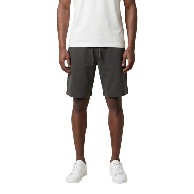 Armani Exchange shorts for men in dark gray cotton with drawstring waistband, front view