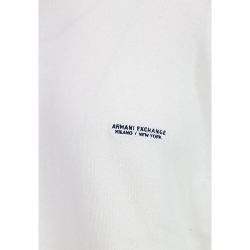 Armani Exchange Herren-Kapuzenpullover in Weiß mit schwarzer Stickerei Armani Exchange Milano New York Logo, Vorderansicht