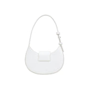 Armani Exchange white leather hobo bag with sleek minimalist design and single adjustable strap with zip closure