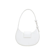Armani Exchange white leather hobo bag with sleek minimalist design and single adjustable strap with zip closure