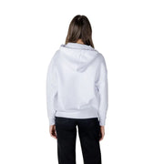 Armani Exchange womens white hooded sweatshirt with relaxed fit and ribbed cuffs