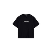 Black cotton armani exchange women round neck t shirt with white cursive armani exchange lettering on the chest
