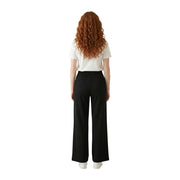 Armani Exchange women black cotton high-waisted wide-leg trousers with a sleek straight-cut silhouette