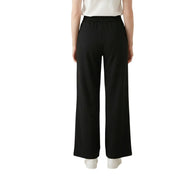 Armani Exchange women black wide-leg cotton trousers with an elastic waistband suitable for casual wear