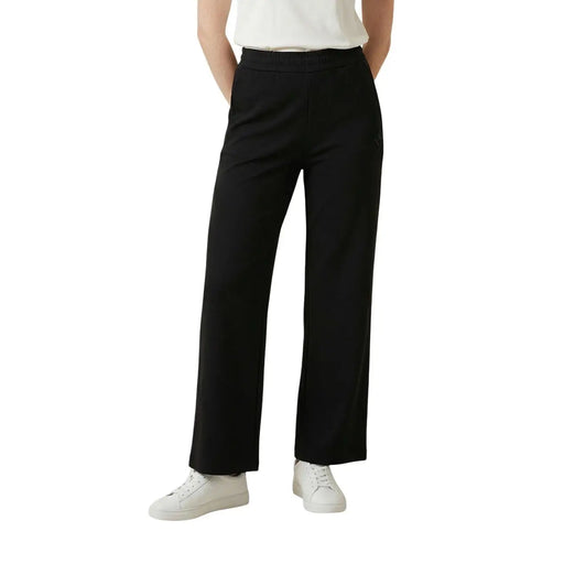 Armani Exchange women black cotton wide-leg trousers with sleek modern cut and subtle side seam detailing
