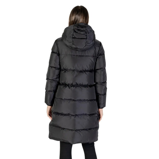Armani Exchange Schwarze Damen-Kapuzenjacke aus Polyamid mit Steppdesign und angenähter Kapuze im Puffer-Stil