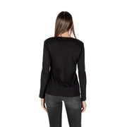 Armani Exchange women black long sleeve round neck cotton t shirt with smooth fitted fabric and simple neckline