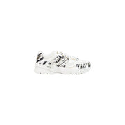 Armani exchange women black slip on sneakers in polyester with bold black graphic patterns on upper and sole