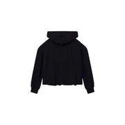 Armani Exchange women black cropped hoodie with relaxed fit ribbed cuffs made of viscose fabric