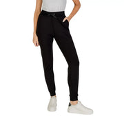 Armani Exchange women black jogger pants with drawstring waistband and lace front side pockets