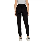 Armani Exchange women black jogger pants with elastic waistband ribbed cuffs and lace front pockets