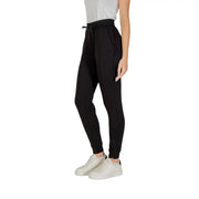 Armani exchange women black jogger pants with drawstring waistband and subtle side seam detailing