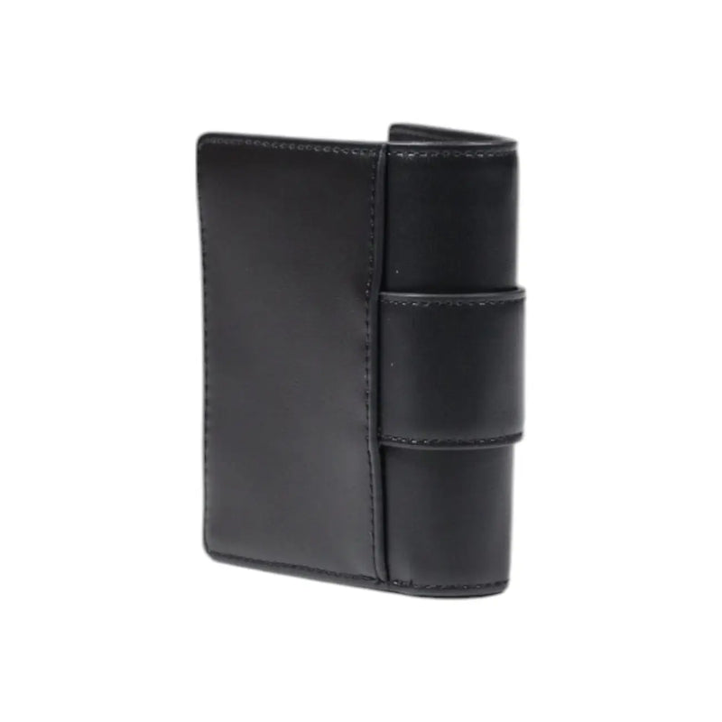 Armani Exchange women black leather wallet with minimalist design and visible stitching along the edges