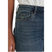 Rückansicht von armani exchange Dunkelblaue Damen-Stretch-Jeans aus Denim mit fünf Taschen und gesticktem Logo