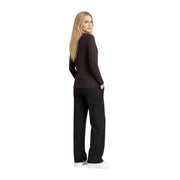 Black long-sleeved top with a simple fitted silhouette for women by Armani Exchange in brown cotton material