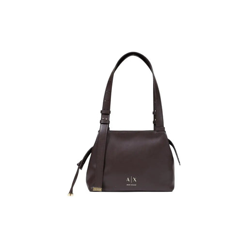 Armani Exchange Braune Damen-Schultertasche aus Polyester mit dunkelbraunem Leder und AJX-Logo in elegantem, minimalistischem Design