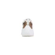 Armani Exchange women brown polyester blend sneaker with chunky sole and textured upper shown from the back side